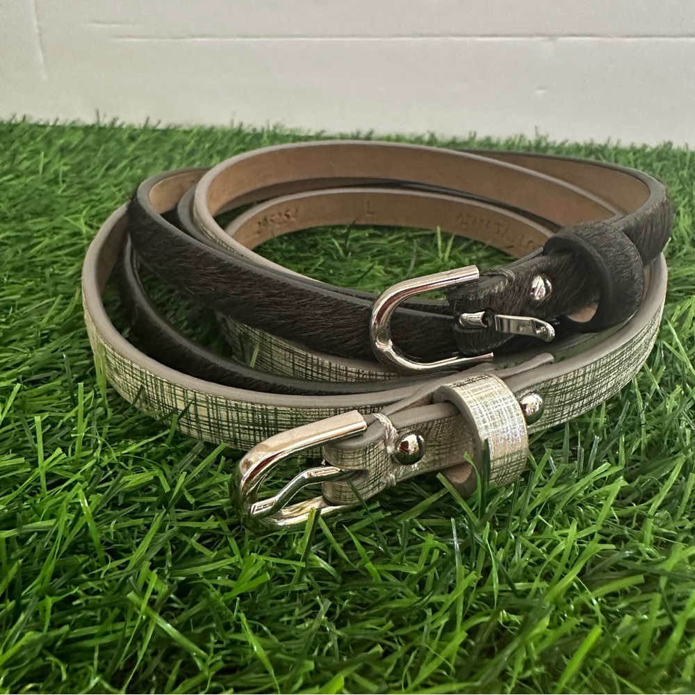 Ann Taylor Genuine Leather Bundle of Silver and Black Belt Size Large - Picture 4 of 14